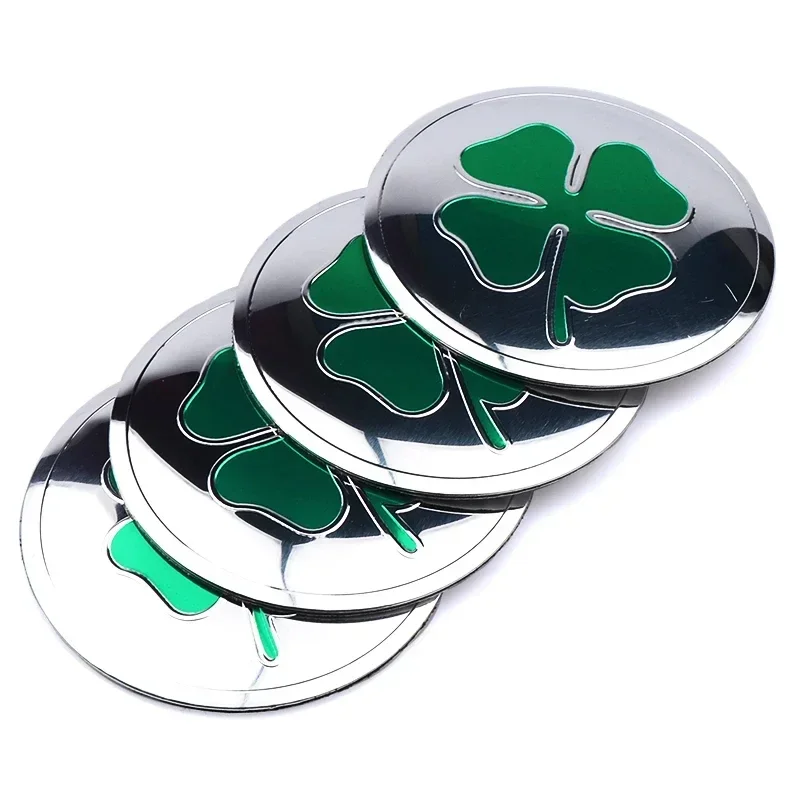 4PCS 56MM Four Leaf Clover Emblem Car Wheel Center Hub Cap Stickers Auto Rim Cover Badge For HONDA TOYOTA  AUDI BMW KIA TESLA