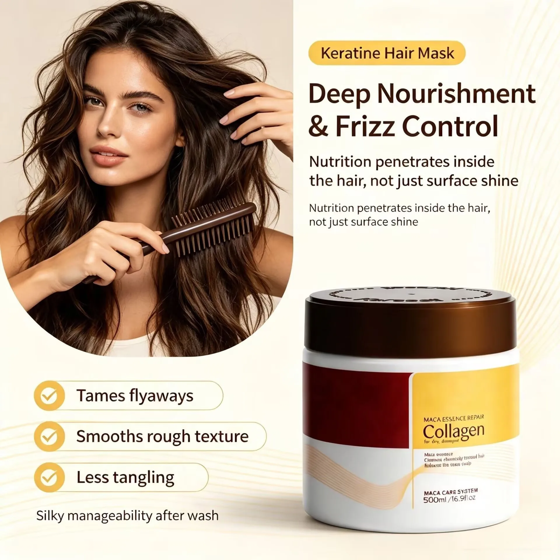 Keratin Hair Mask 500ml for Repairing Dry, Frizzy Hair to Achieve Smoothness