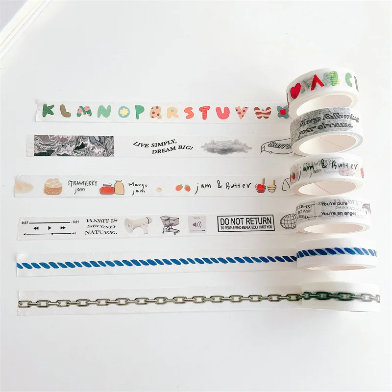 Ins Color Letters Washi Tape, Simples Bonito Adesivo De Vedação, Papelaria Fita Decorativa Criativa, Material DIY Scrapbook, 5m