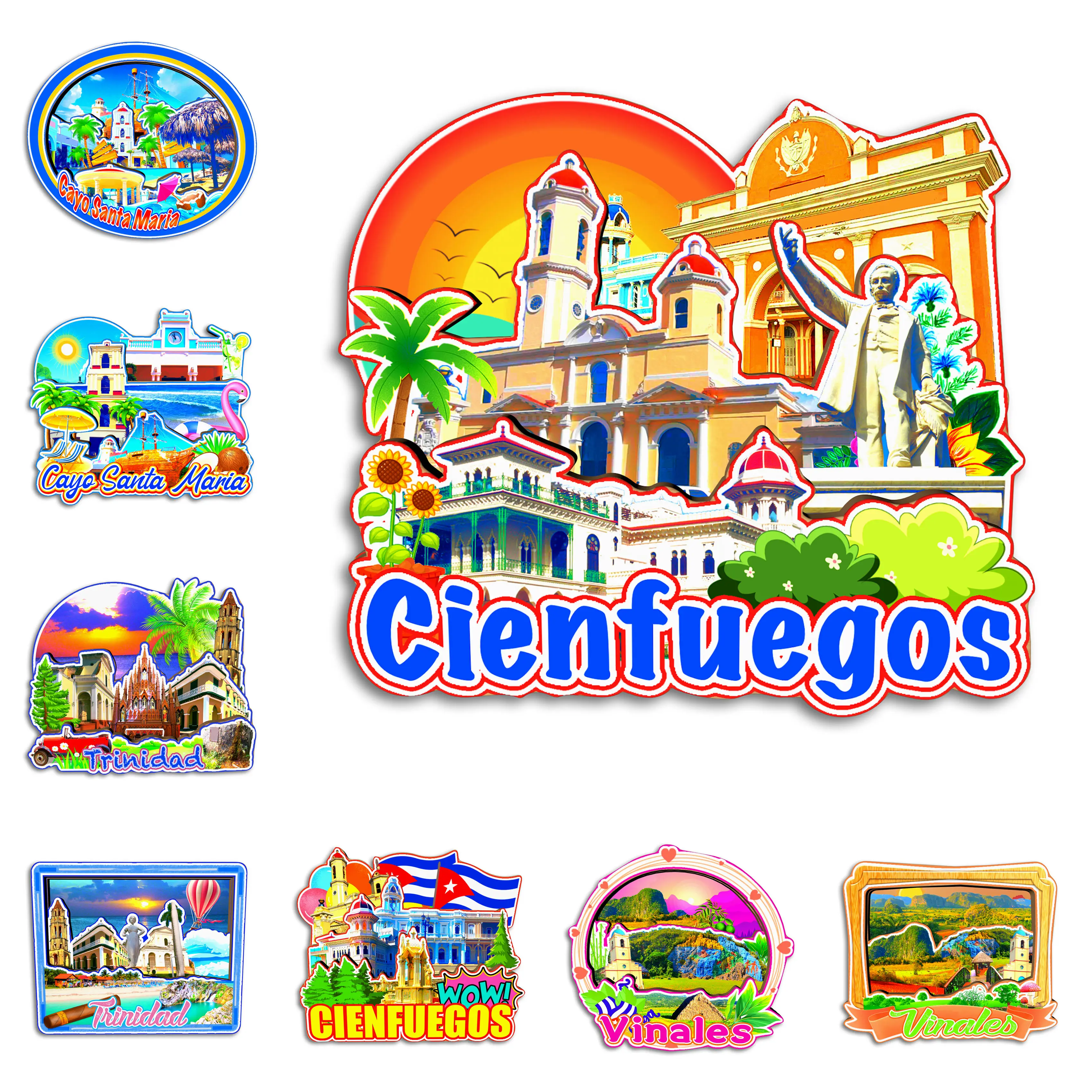 Cayo Santa Maria Trinidad Cienfuegos Vinales Santa Clara Cuba Ímã de geladeira Lembrança de viagem Presente Handmarde Decorativo