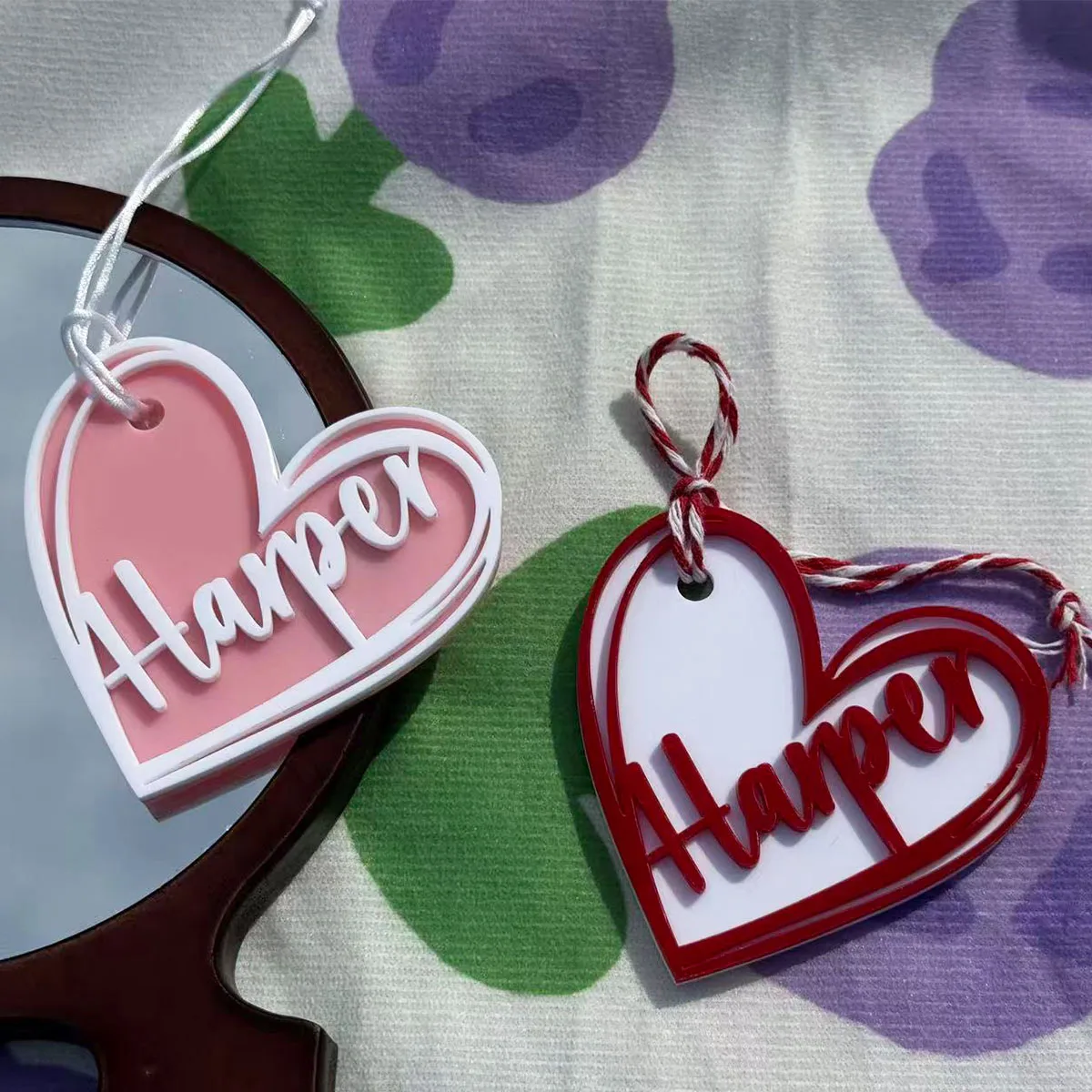 Custom Name Acrylic Heart Ornaments For Women Men Personalized Letters Double Layer Exquisite Valentine's Day Gift Decoration