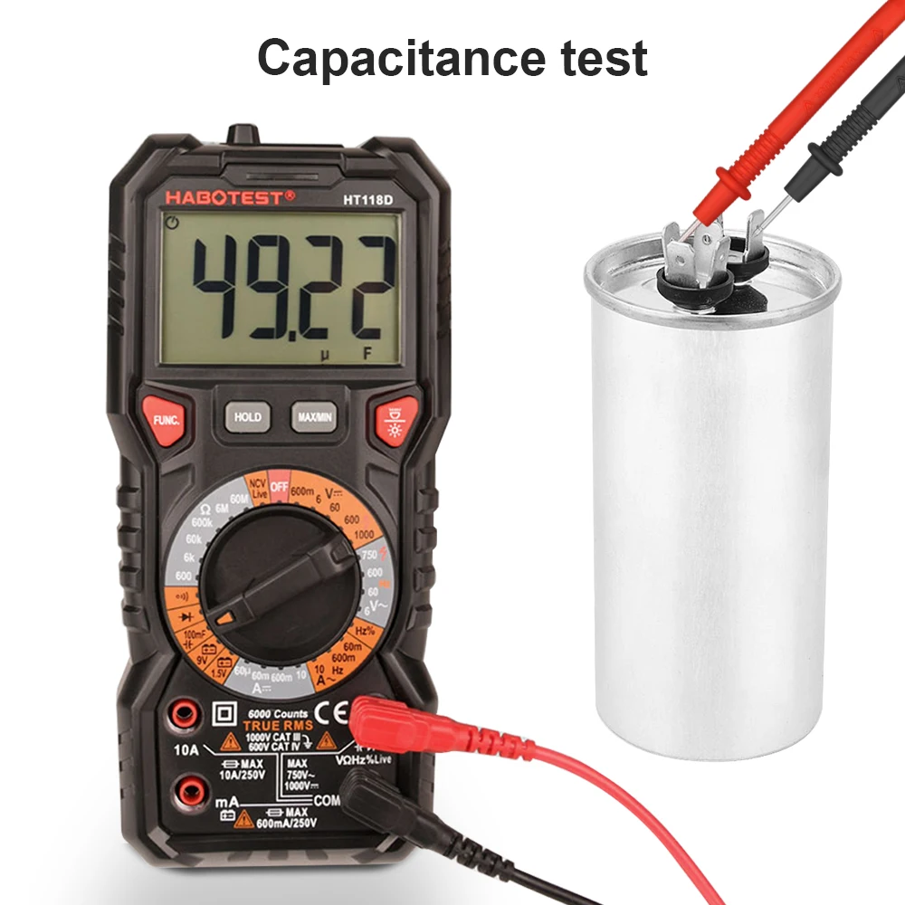 HT118 Digitalmultimeter Ture RMS 1000 V AC/DC 6000 Zählungen Voltmeter Auto/Manueller Bereich NCV Hz Diode Ohm Tester mit Hintergrundbeleuchtung – Detail 8
