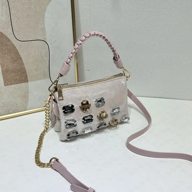

Cross-border Trend 2026 New Rhinestone Bag Fashion Clutch Bag Versatile Commuter Portable Shoulder Messenger Bag Women's Handbag