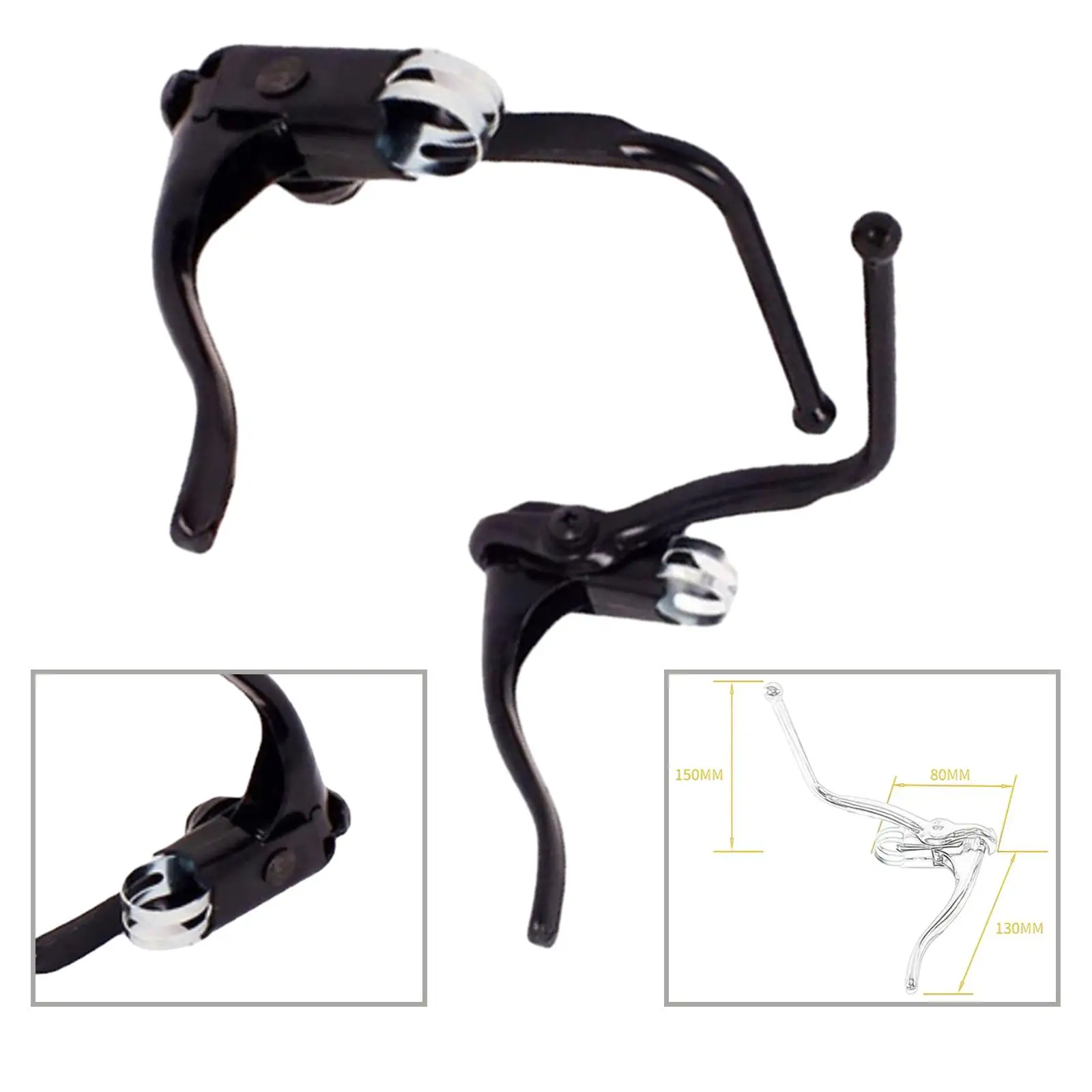 2x Bicycle Double Brake Lever Road Bike Brake Levers Replacement Bicycle Handlebar Brake Lever for BMX Folding Bicycles Black