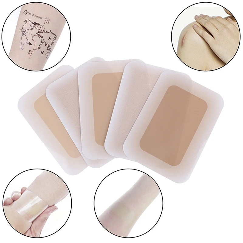 5Pcs Waterproof Invisible Skin Concealer Tattoo Scar Birthmarks Covering Patch Sticker Ultra Thin Adhesive Silicone Gel Patch