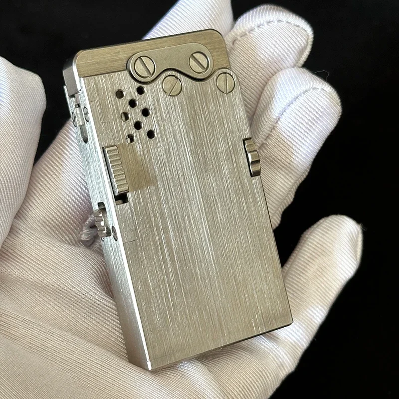 Handmade Brass Mechanical Automatic Ignition Kerosene Lighter Creative Titanium Alloy Lighter Men\'s Collectible Gift