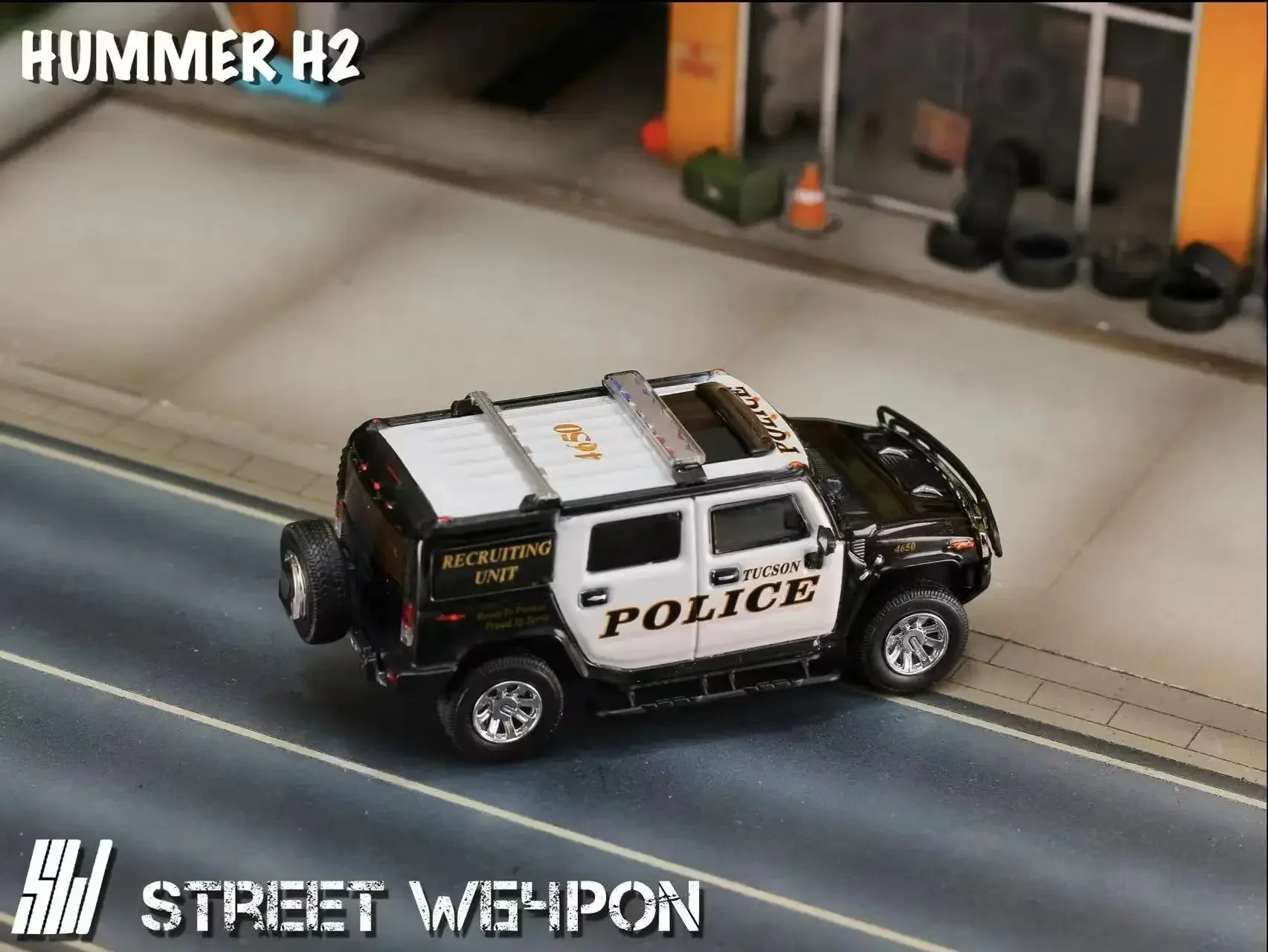 **Vorbestellung **SW 1:64 HUMMER H2 BlueOrange /Polizei-Modellauto