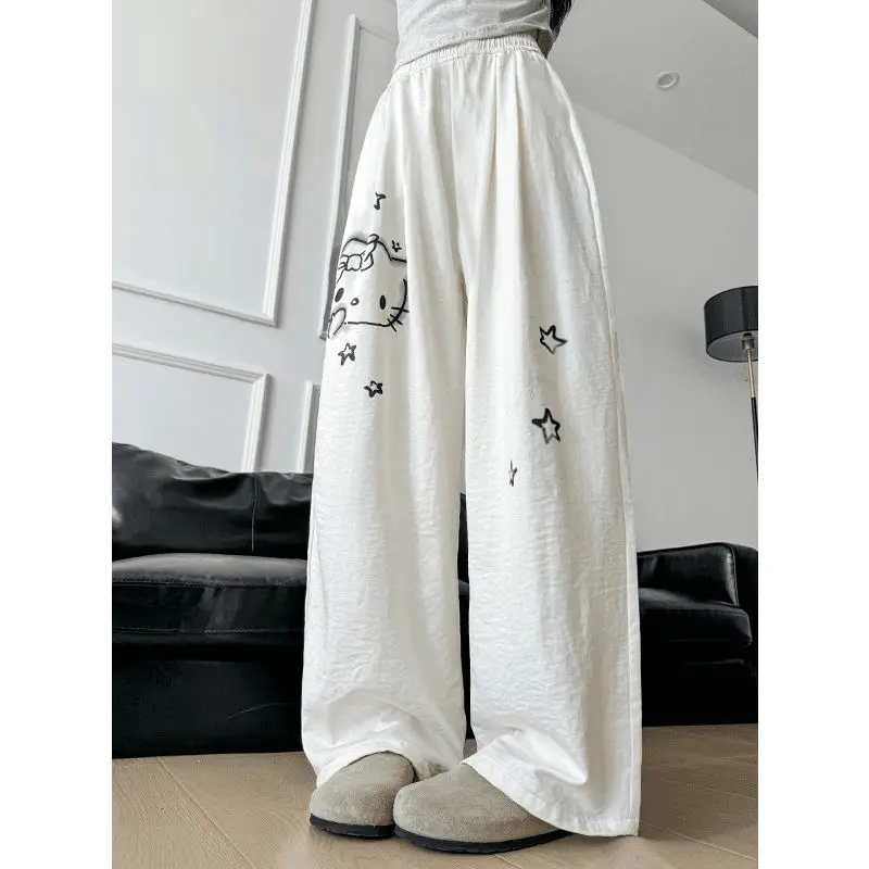 Sanrio Hello Kitty Pantaloni del pigiama da donna Kawaii Cartoon Primavera Autunno Pantaloni da notte Pantaloni da notte larghi Homewear Nuovi prodotti