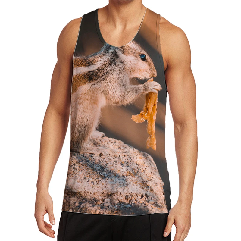 

Squirrel Tank Top For Men 3D Print Vest Sleeveless Pattern Top Graphic Vest Streetwear Novelty Hip Hop Tees Men Women Clothing