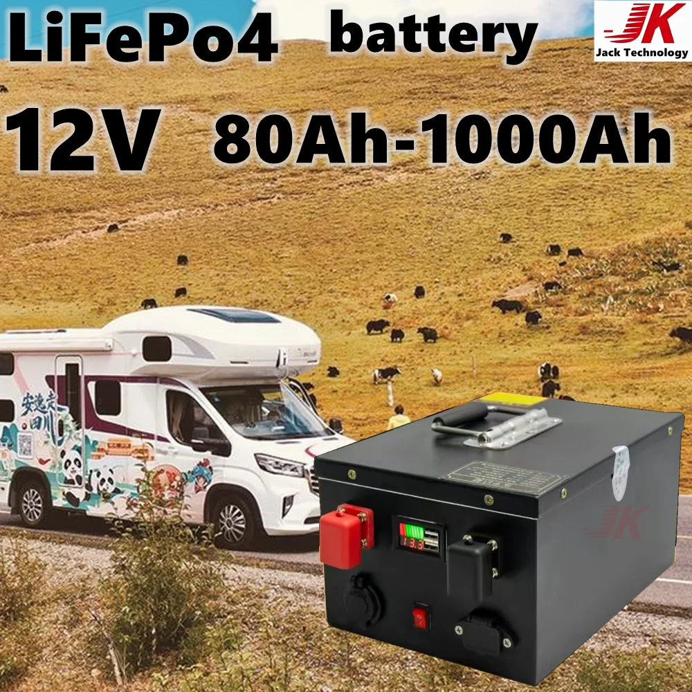 

JK 12V Lifepo4 100Ah 80Ah 120Ah 150Ah 200Ah 300Ah 400Ah-1000Ah Battery for Off-Grid UPS Boat Solar Panel Outdoor,RV,Camping PV