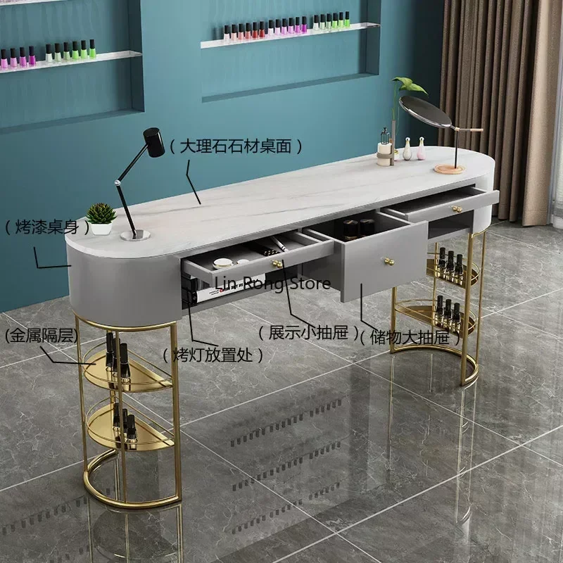 Nordic Marble Nail Table Salon Furniture Creative Manicure Table Light Luxury Single Or Double Professional Manicure Table