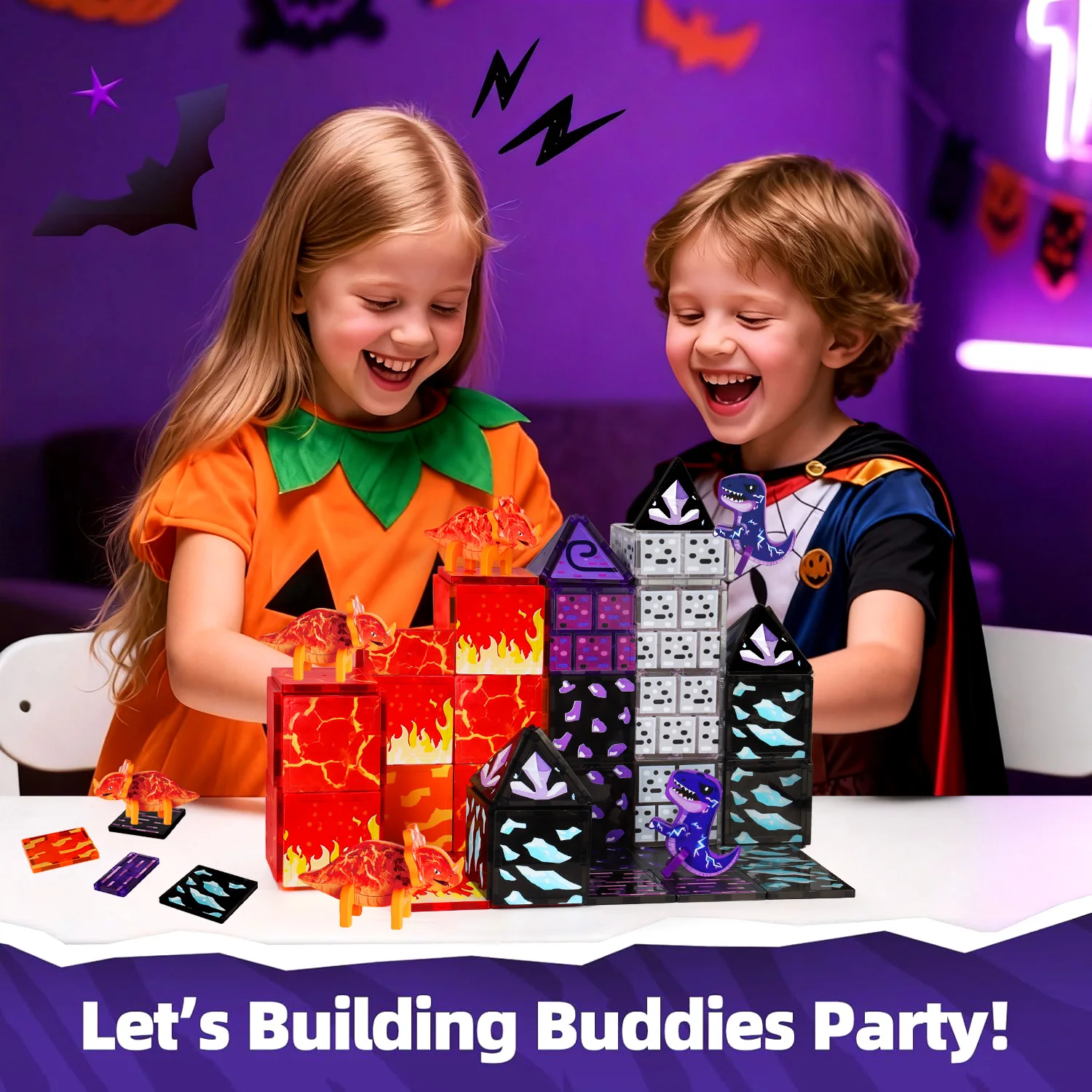 磁気パズル恐竜ビルディングブロックおもちゃ、男の子と女の子へのギフト、恐竜のおもちゃ、鮮やかな色、インタラクティブ