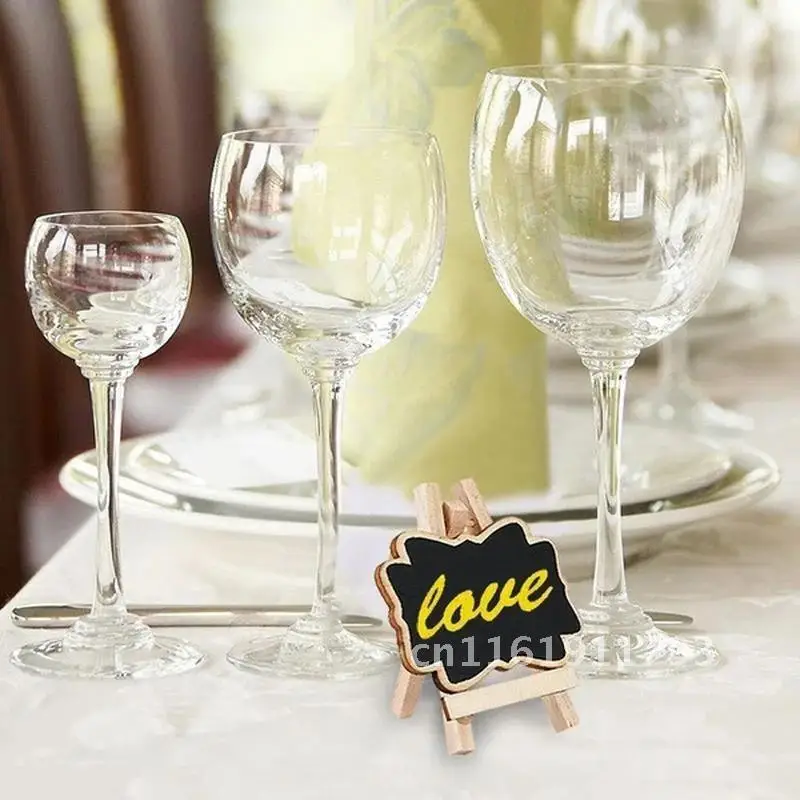 5 PCS/Set Mini Wooden Blackboard Menu Message Label Board Stand Chalkboard Portable Wedding Party Decor Memo Clips Ornaments