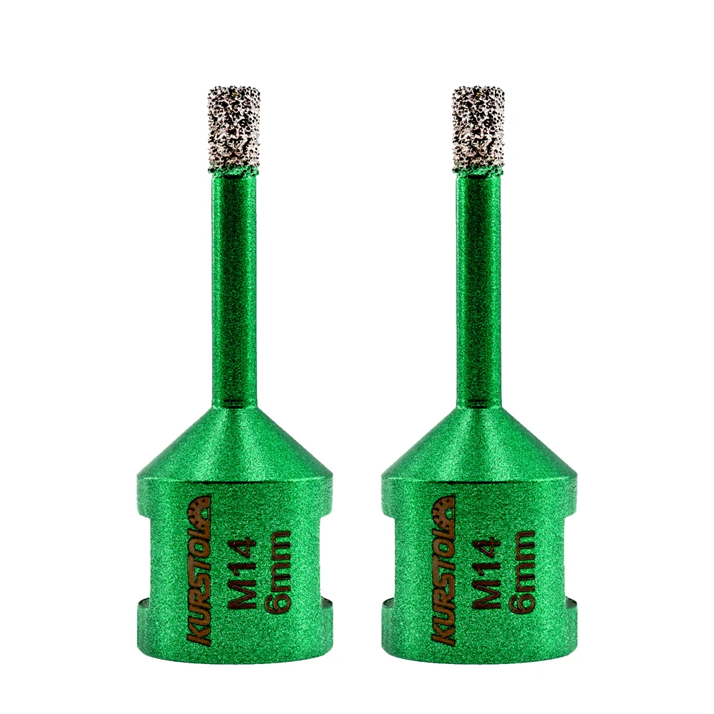 

KURSTOL 2pcs Diamond Tile Drilling Bit 6mm M14 Thread Marble Porcelain Stoneware Ceramic Masonry Hole Saw Dry Drilling Core Bits