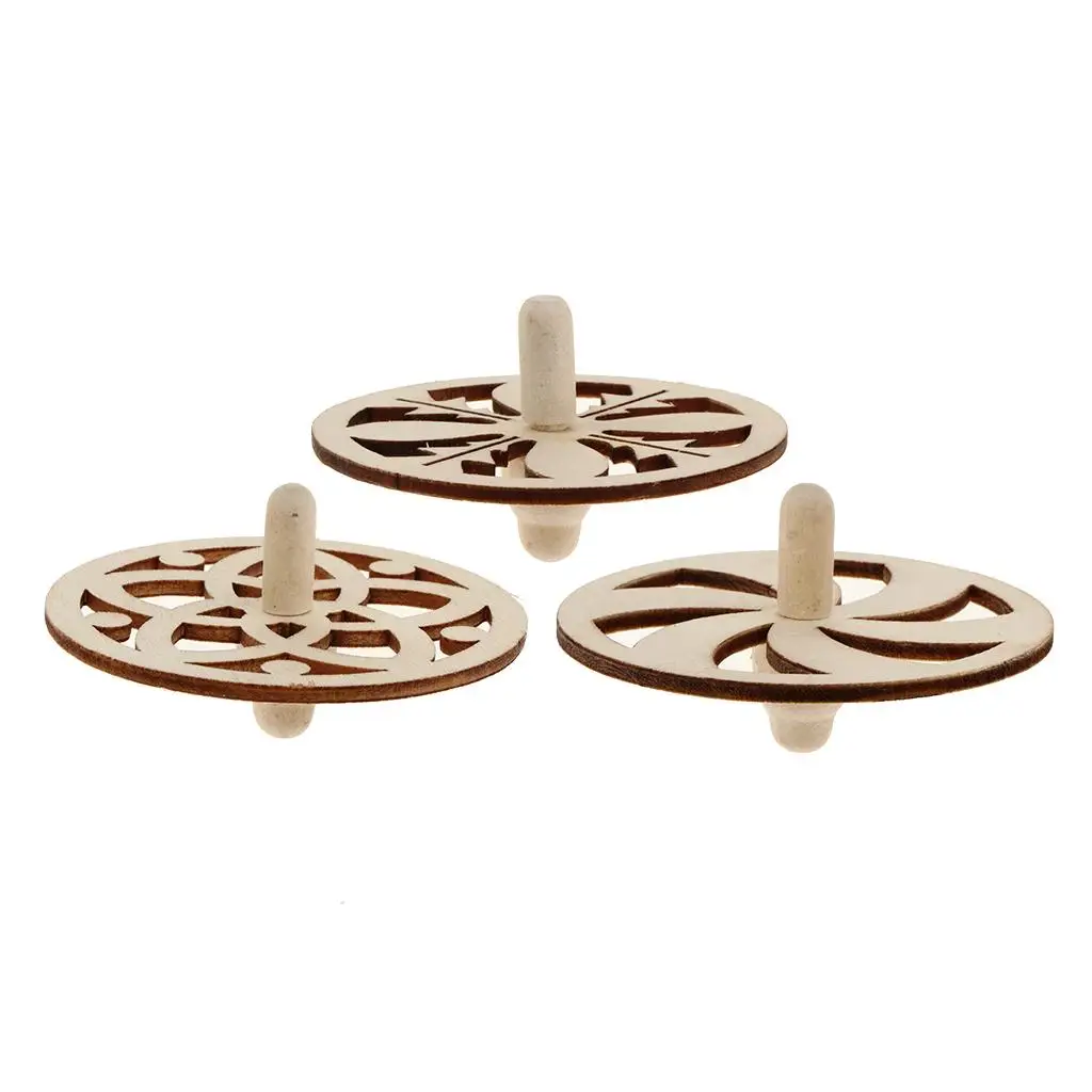 

3pcs Unfinished Wooden Top, Classic Gyro Gyroscope Balance Toy for Kids Adults DIY Craft