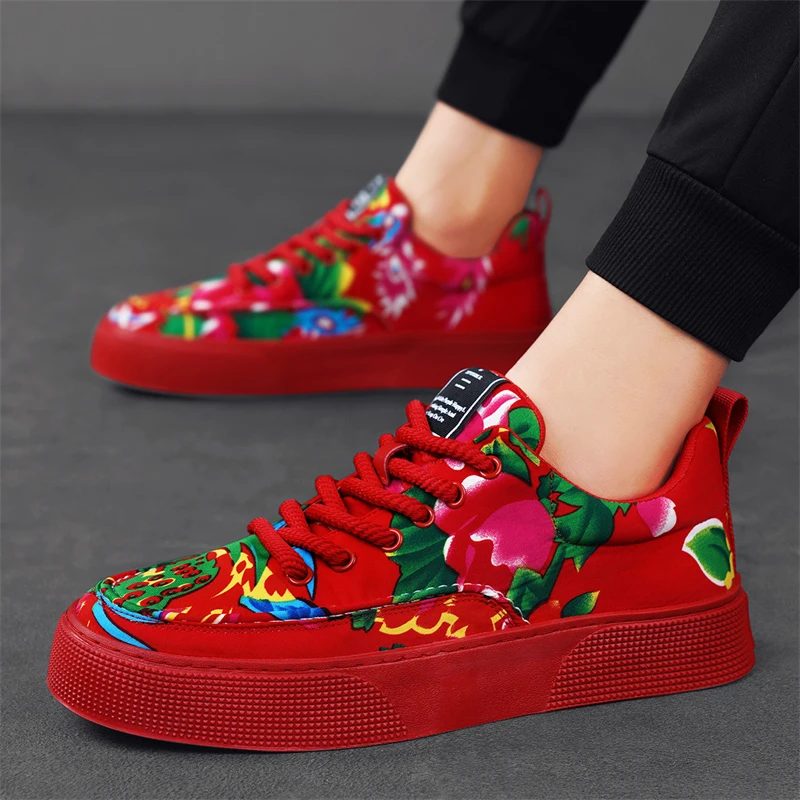 2024 Men Chunky Sneakers Non-slip Casual Green Shoes Red Fashion Luxury Brand Vulcanize Shoes For Men Platform Zapatos De Hombre