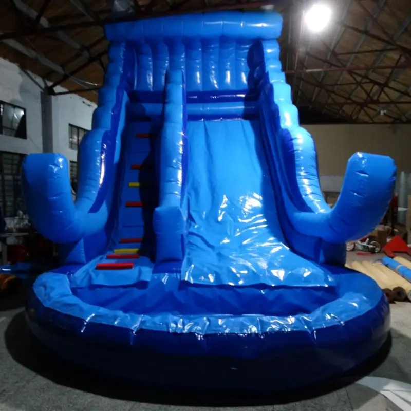 

rWater Slide With Pool Water World Inflatable Blue Water Slide Inflatable Slide with a blower fo free