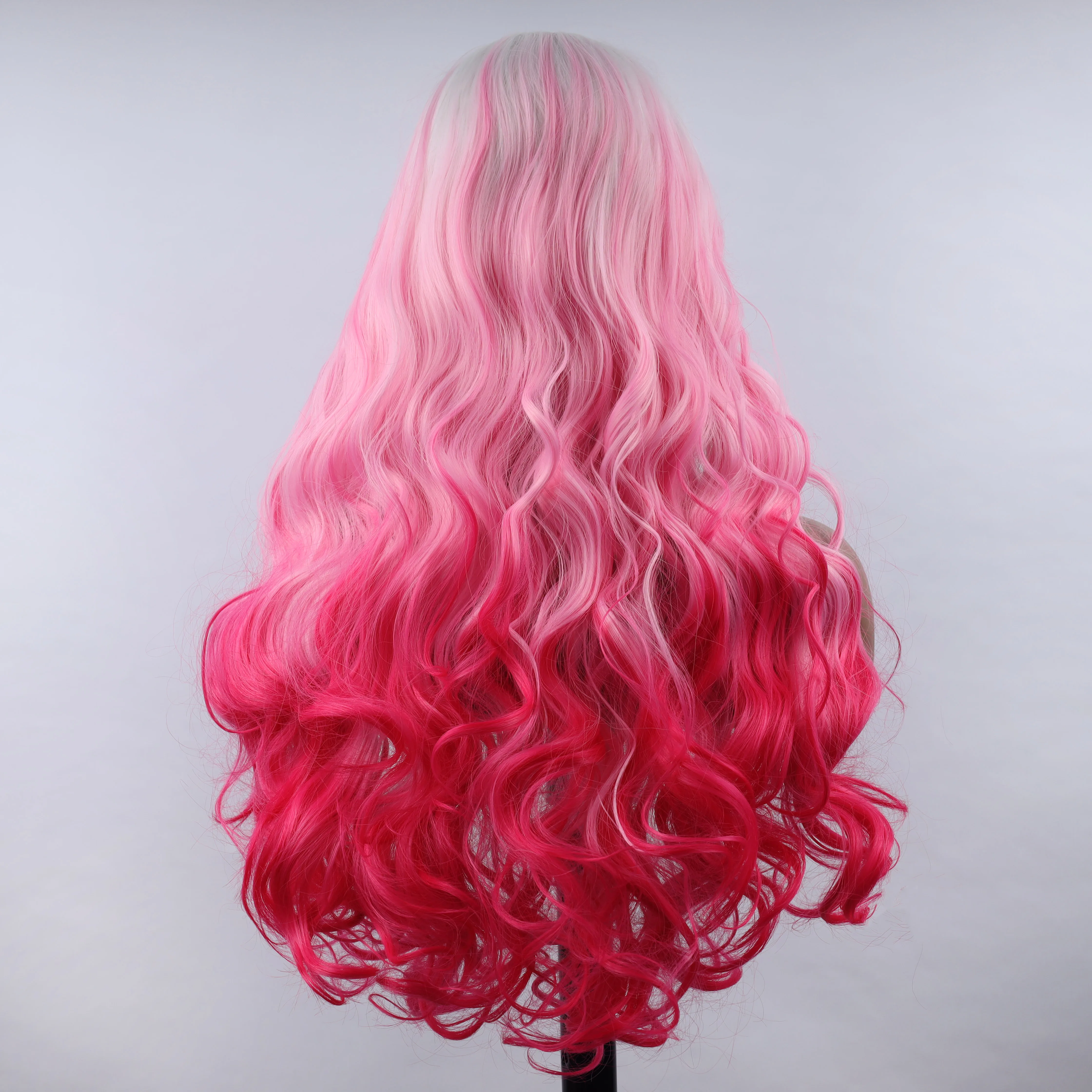 oley Fashion Curly Wig Synthetic Lace Front Wigs Pink Colorful Female Lace Wig 13X3 For Black Women Cosplay Hair Daily Use