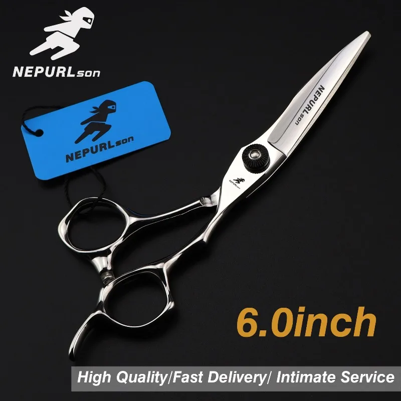 NEPURLson 6.0-inch black high-screw hair scissors for straight cutting, flat cutting, sharp comfortable, work great