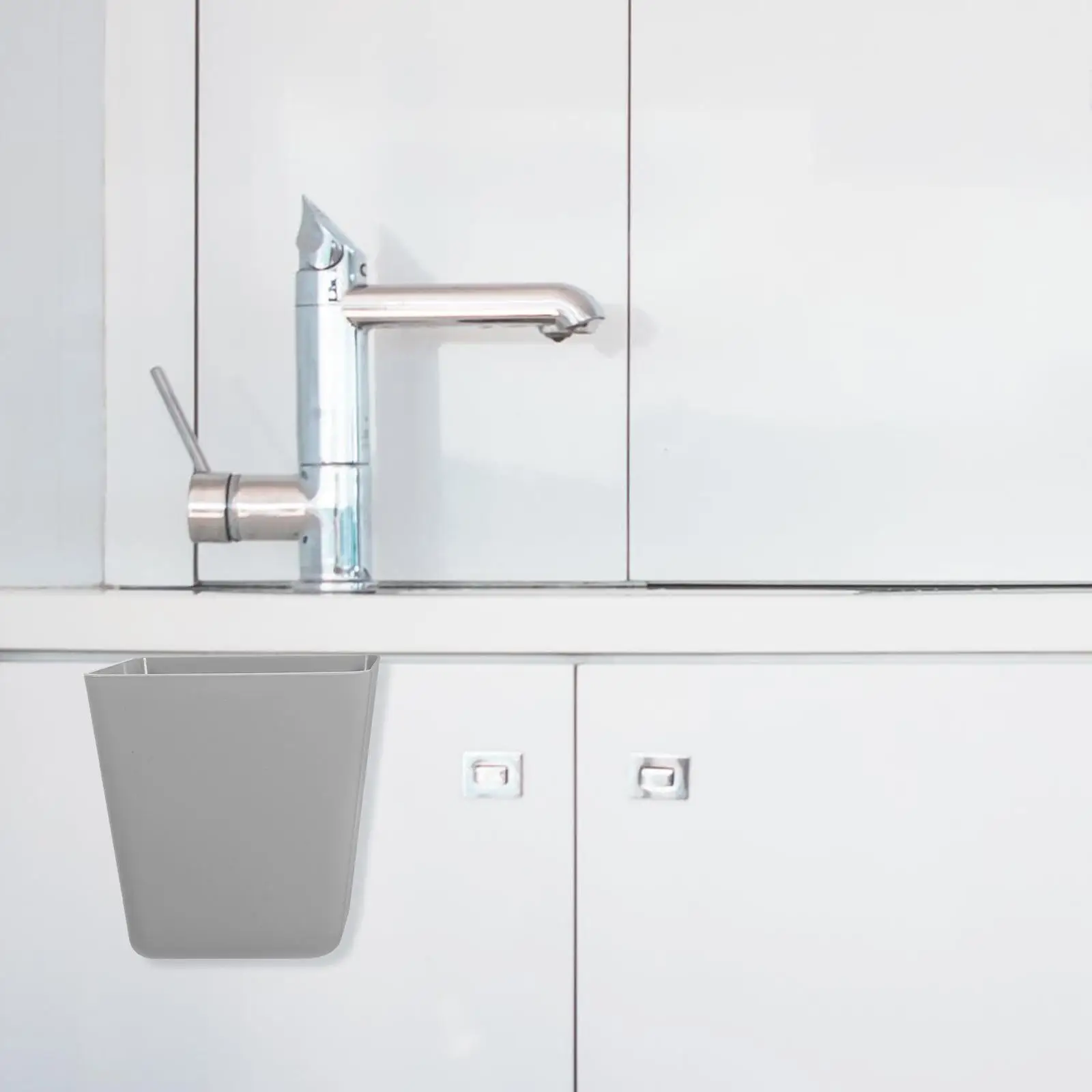 2 قطعة سلة التخزين المعلقة عربة متحركة دلو سلة المهملات الصغيرة أبيض رمادي أداة المطبخ مادة البولي بروبيلين تصميم مدمج المتانة