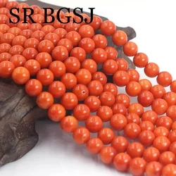 7mm Jewelry Making Round Jewelry Design Real Genuine Natural Orange Coral Beads Strand 15