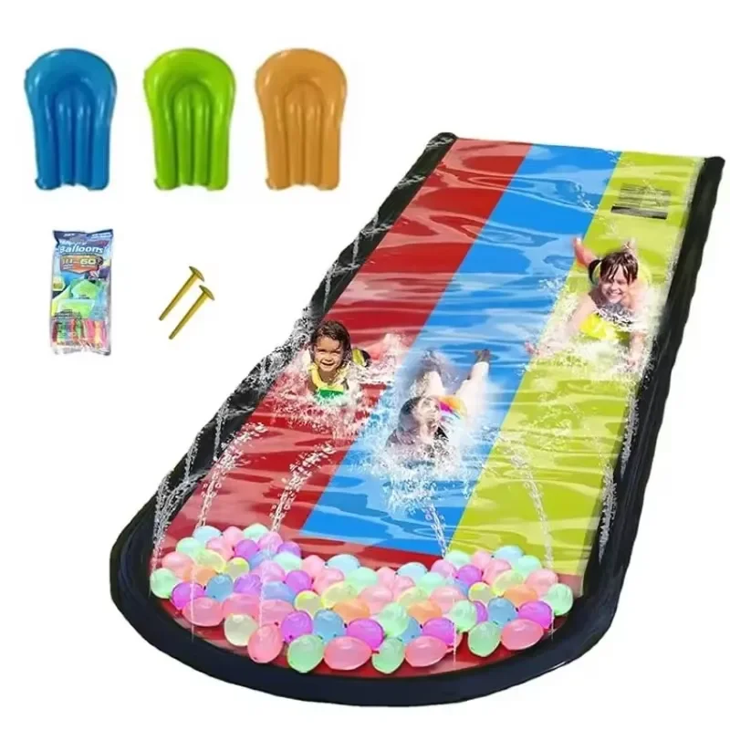 Hot Sale 2026 Water Slides Suitable with Kids for Backyard Games|Slip and Slide Double lane Plastic Lawn Water Slide Splide