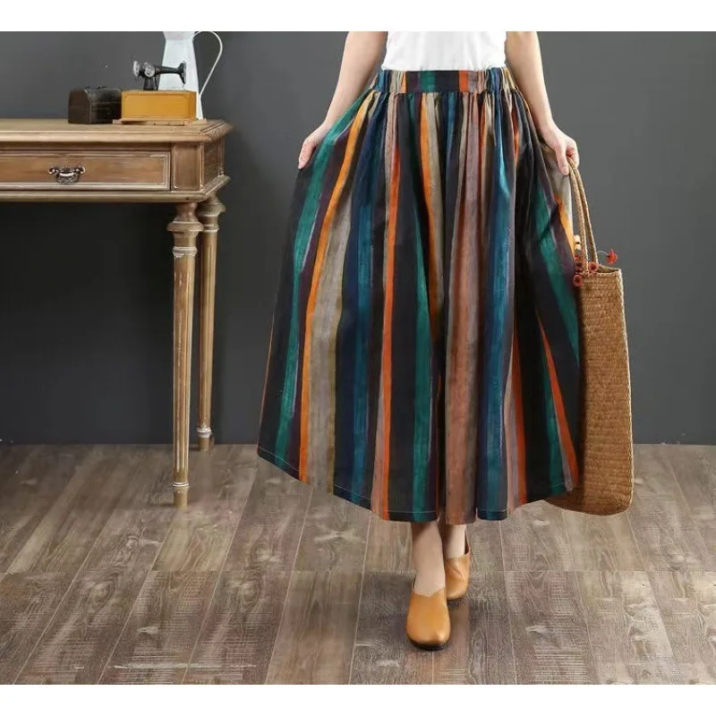 Summer Pleated Skirt For Women Vestidos Largos 가을롱스커트 Faldas Largas Dama