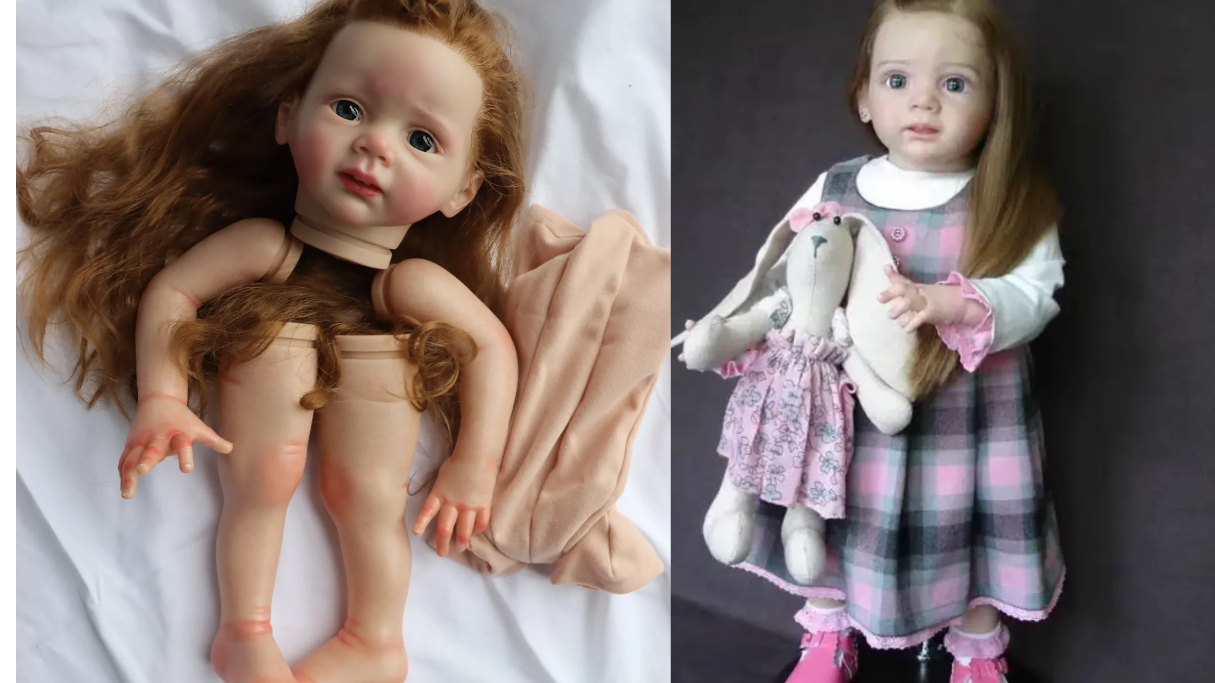 FBBD Artist Painted Reborn Baby Doll Fritzi With Long Brown Hair Unassembled Kit With Veins Lifelike Dolls For Children