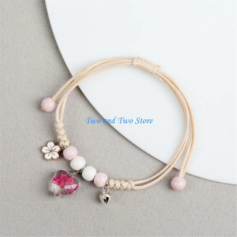HX6F نمط الأزهار قلادة المعصم سلسلة ملحق سوار الصداقة المنسوجة للفتيات #2