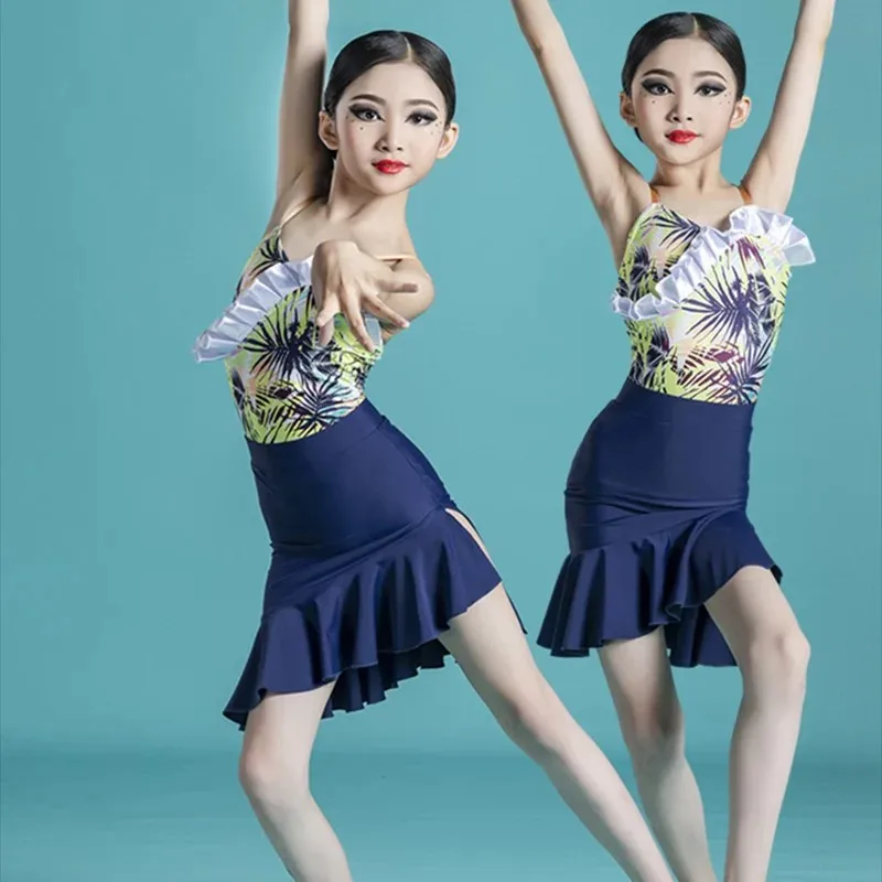 

New Summer Latin Dance Clothes Practice Clothes Girls Children's Sling Suit Competition Children's High-end Performance Clothes