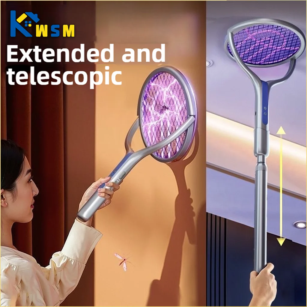 

Выдвижная электрическая мухобойка от комаров, USB перезаряжаемая ракетка для уничтожения насекомых, автоматическая ловушка для комаров, Zapper для домашнего использования в помещении