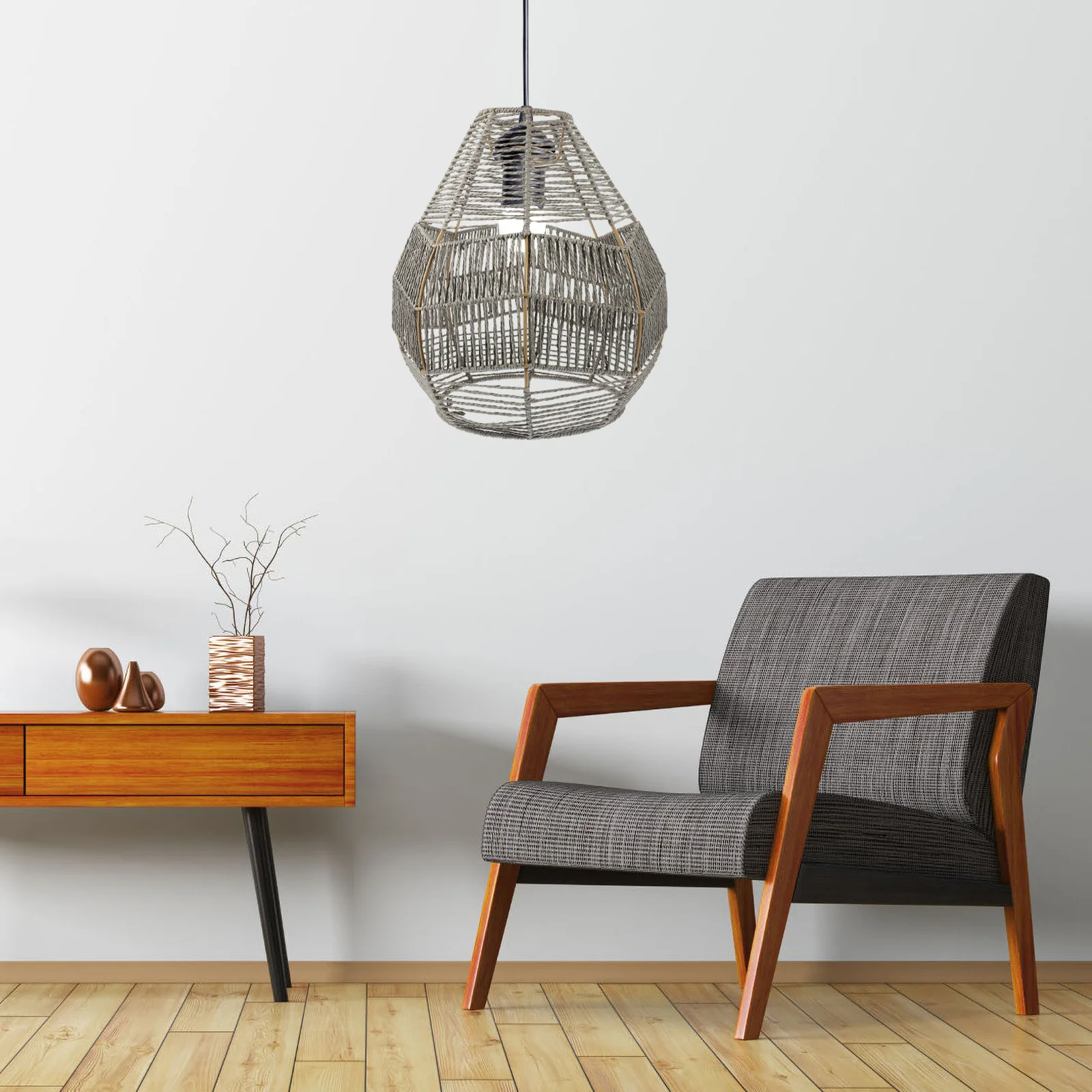 

Прочный тканый абажур в китайском стиле, имитация ротанга, подвесной светильник, деревенский декоративный теплый, уютная атмосфера, простая установка