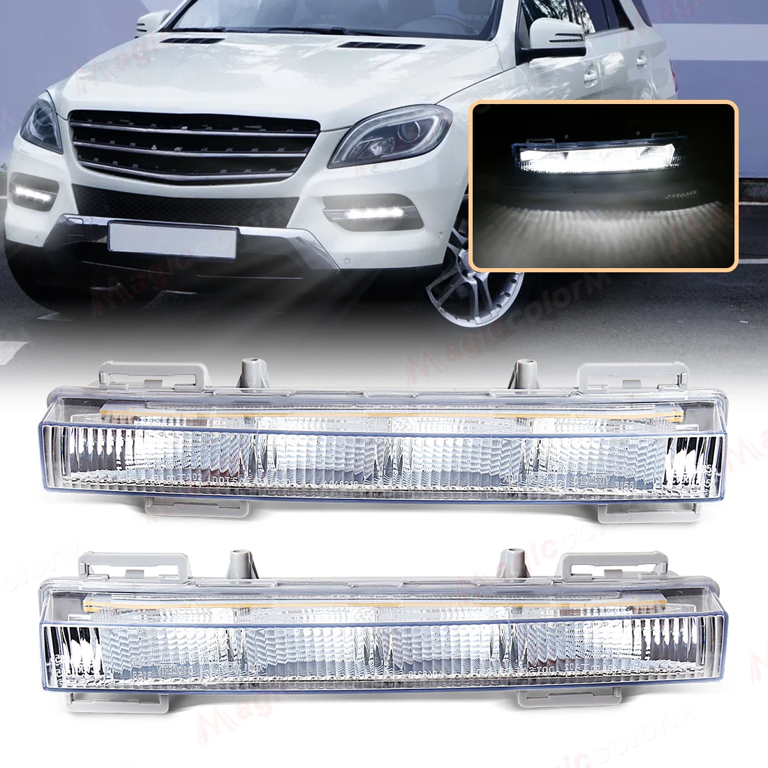 2049065401 2049065501 For Mercedes Benz W166 ML350 ML400 X204 GLK350 DRL Car Daytime Running Lights Car LED Fog Lamp White 12V