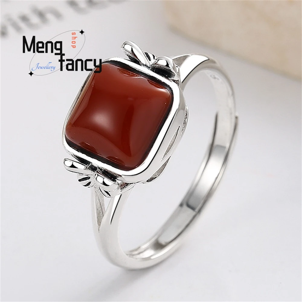 

Nan Hong Agate Ring For Women Retro Push - Pull Clasp Ring, Trendy Index Finger Ring, Fashionable Fashion Jewelry Exquisite Luxu