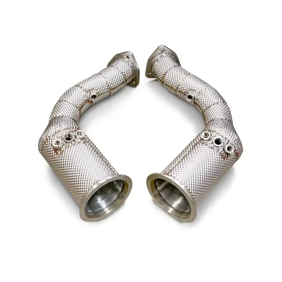 

For 2021-2024 Audi SQ8 4.0T Stainless Steel Exhaust Downpipe High-Flow System With Insulation Polished Surface Box Packed