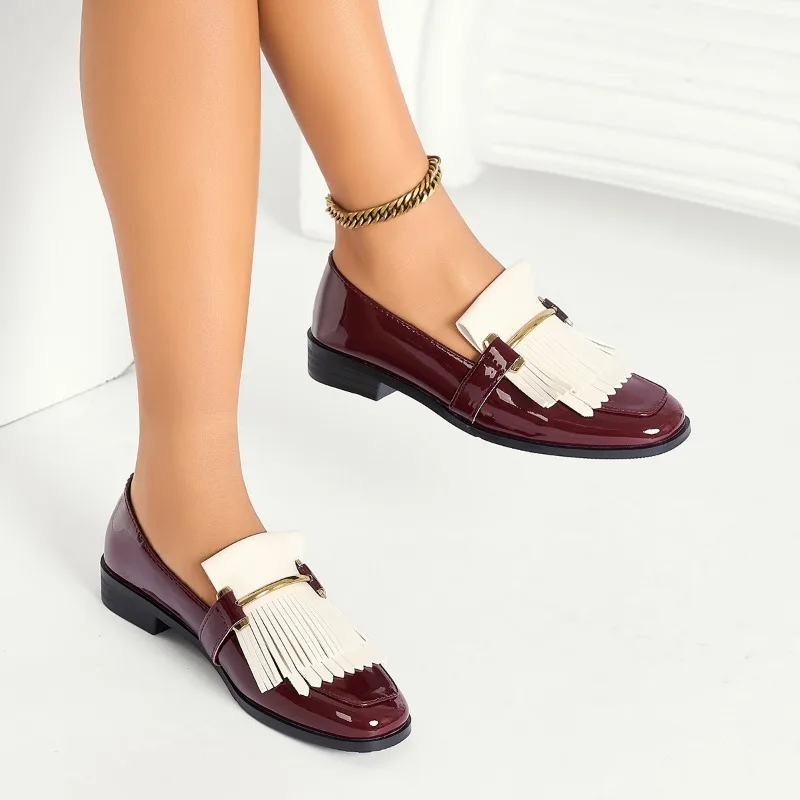 2026 Damen-Loafer mit Schleifendekor, spitzer Zehenpartie, flache Schuhe für Damen, Lackleder, flacher Einstieg, Alltags- und Freizeitschuhe für Frauen