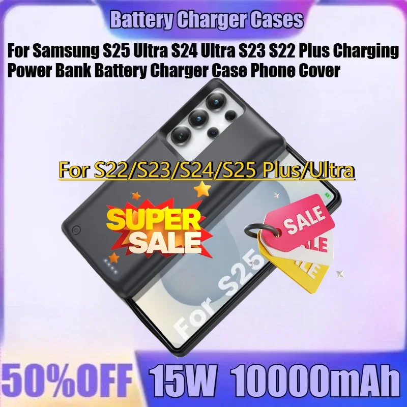 

For Samsung S25 Ultra S24 Ultra S23 S22 Plus Charging Power Bank Battery Charger Case Phone Cover 10000mAh New Battery Case