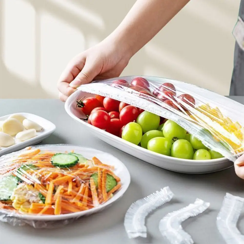 

50Pcs Ultra Large Disposable Tray Cover Stretchable Elastic Band Disposable Food Cover Dustproof Clear Wrap Bowl Covers