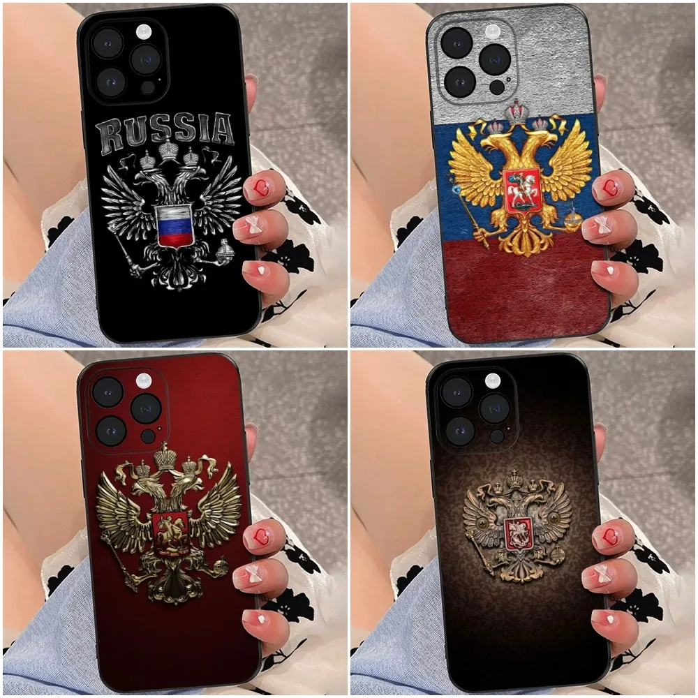 

Russian Flags Poccnr Emblem Phone Case For iPhone 16,15,14,13,12,Pro,Max,11,7,8,Plus,XR,XS Max Shockproof Silicone Soft Shell