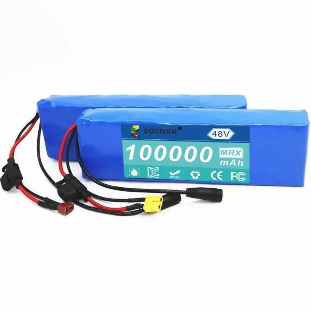 EOENKK 13S2P 48V 100000mAh 100Ah Lithium-ion Battery Pack with BMS +54.6V charger for 250W 350W 500W 750W 1000W Electric vehicle