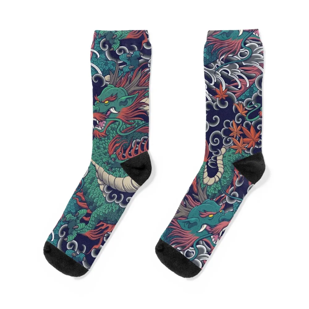 The Mythical Dragon Pattern Socks Non-slip cycling christmas stocking Women's Socks Men's