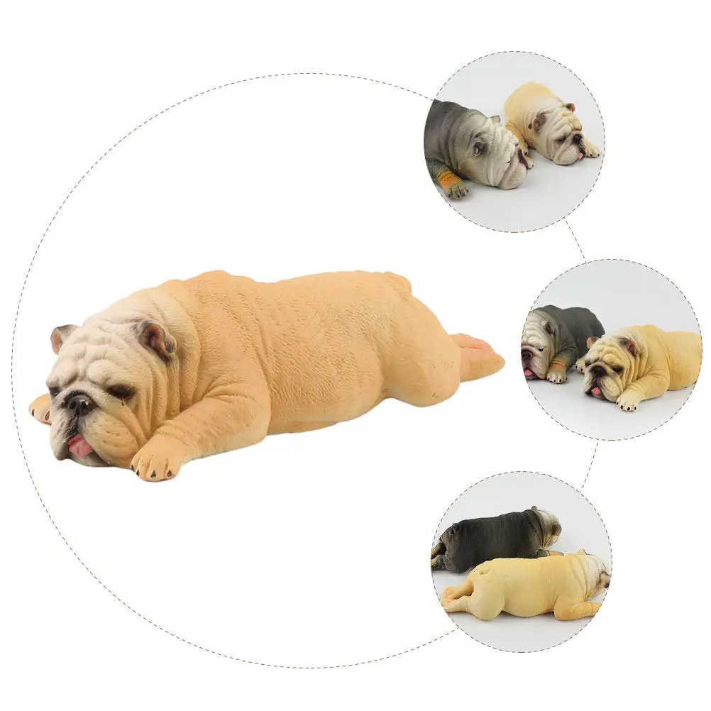 Sleeping Bulldog Plastic Dog Ornament Simulation Puppy Shape Desktop Decoration Creative Kids Cognitive Ability Color