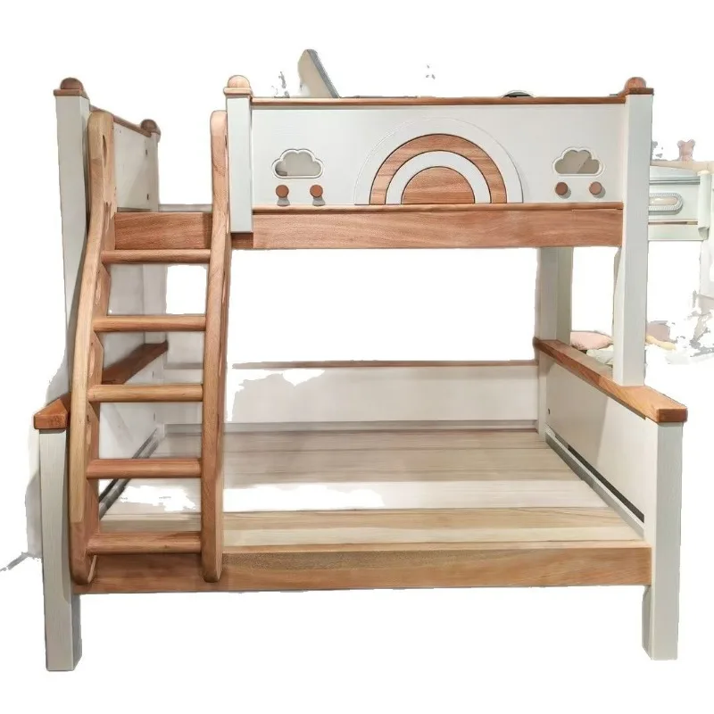 

Full solid wood bunk beds, high and low, small apartment type, mother and child, red sandalwood, cherry wood, bed