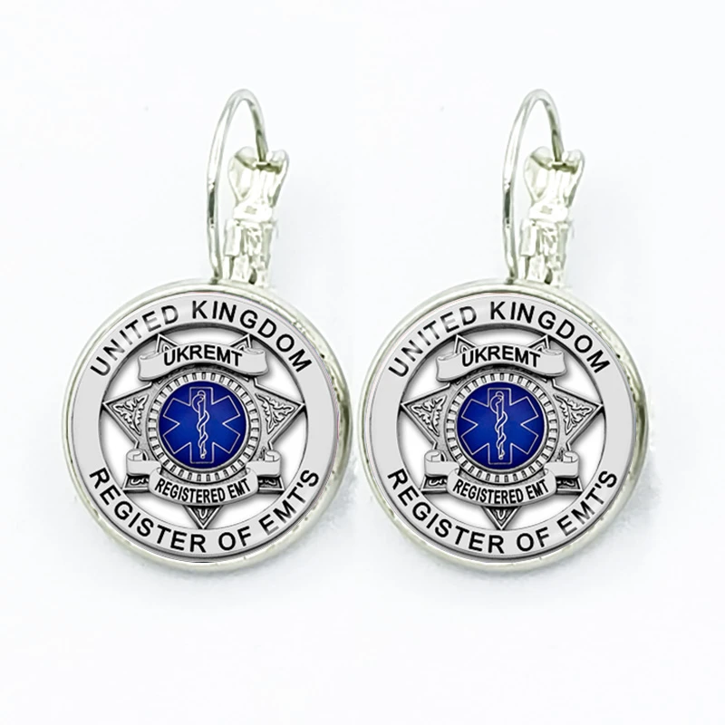 Emergency Medical Technician Paramedic Symbol Glass Gem Handmade Earrings Female Travel Jewelry