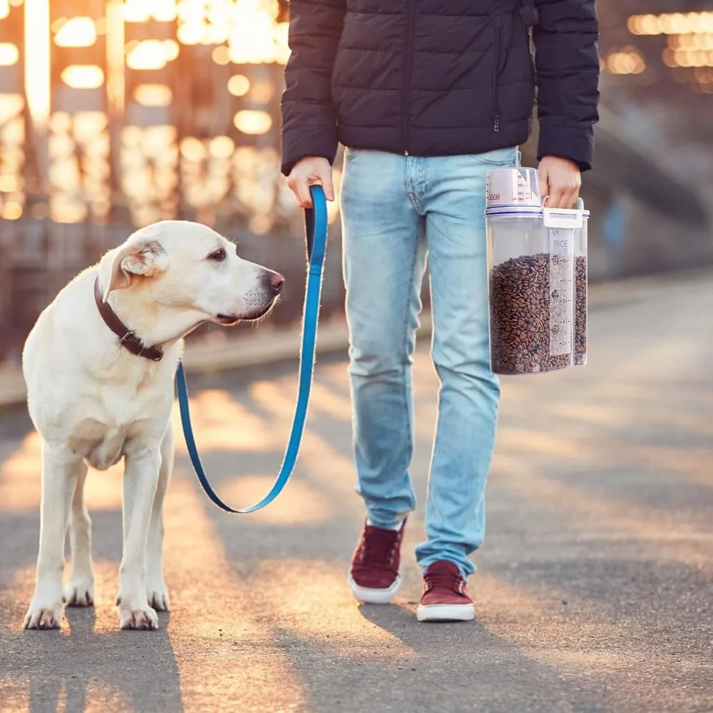 حاوية تخزين الطعام الجاف من الأرز، حاوية حفظ الطعام خالية من مادة BPA، موزع حاوية بلاستيكية محكمة الغلق مع كوب قياس الصب #5