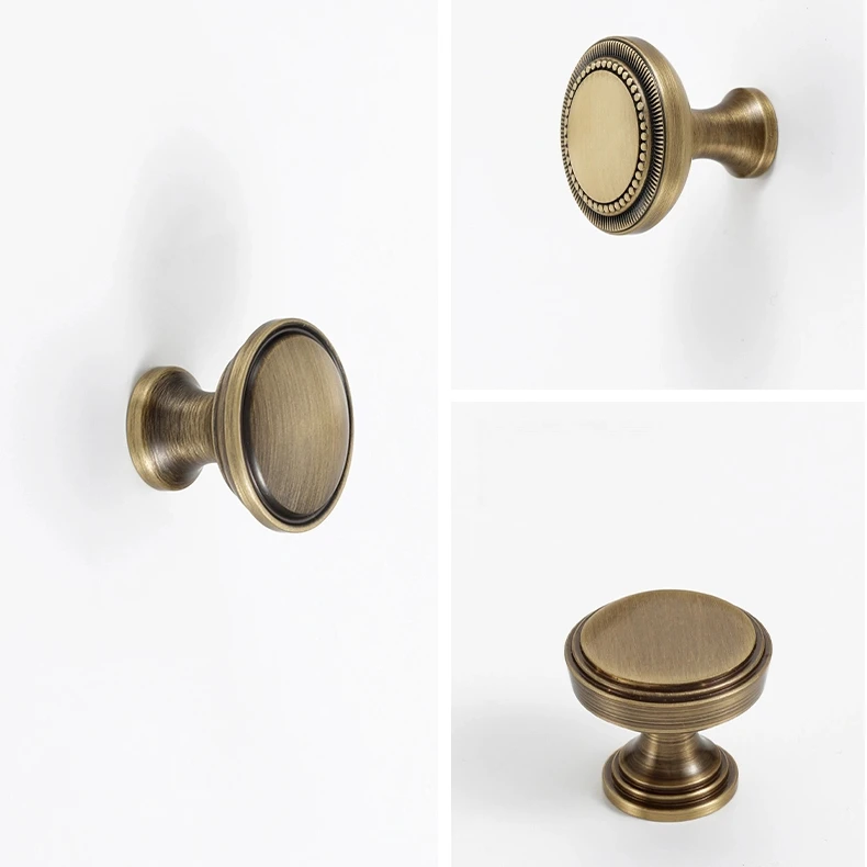 1Pcs American retro cabinet door handle European and British style bronze small single hole French brass drawer wardrobe door