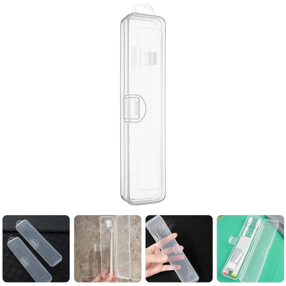 

Travel Toothbrush Container Reusable Sturdy Plastic Case for on-The-Go Use Waterproof Dustproof Compact Design Fits in Suitcase