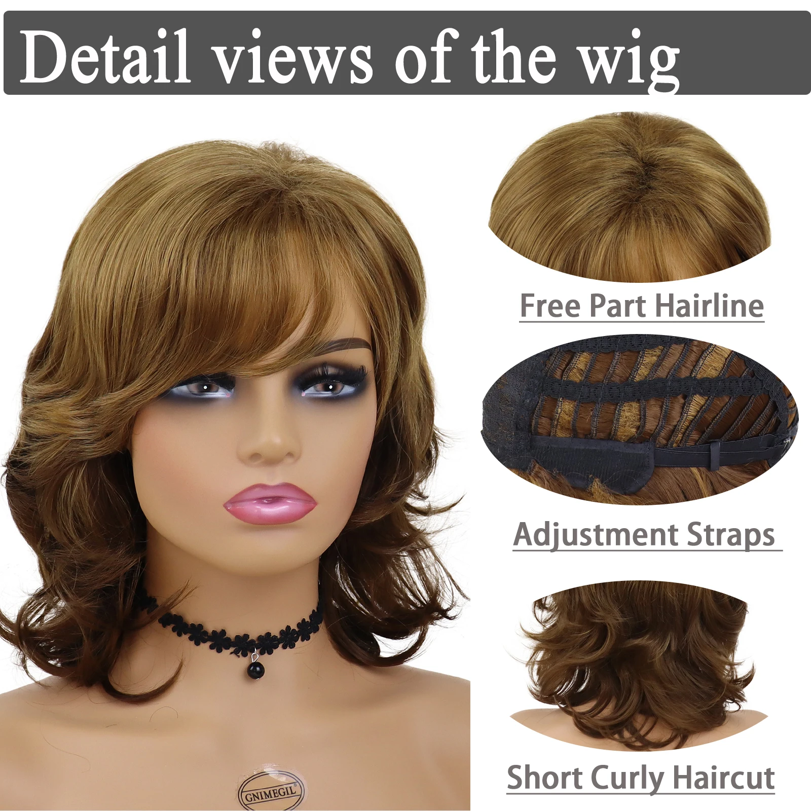 Elegante peruca longa para mulheres loira sintética ombre cabelo castanho encaracolado peruca natural elegante senhoras peruca com franja diário cosplay festa