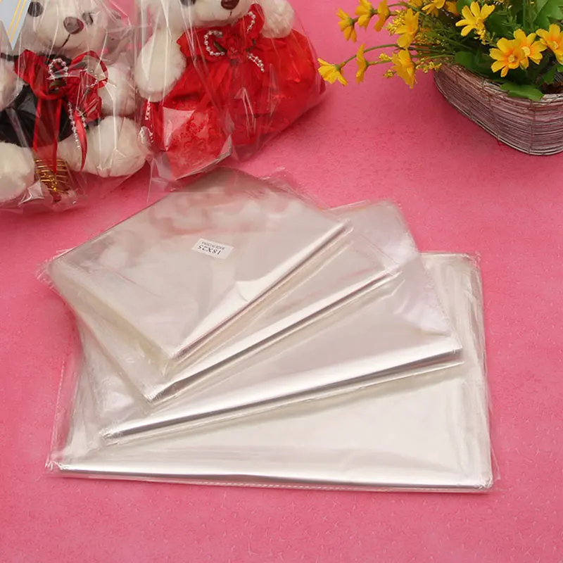 20/50pcs large clear cellophane bag with bow for basket and gift wrap christmas decoration