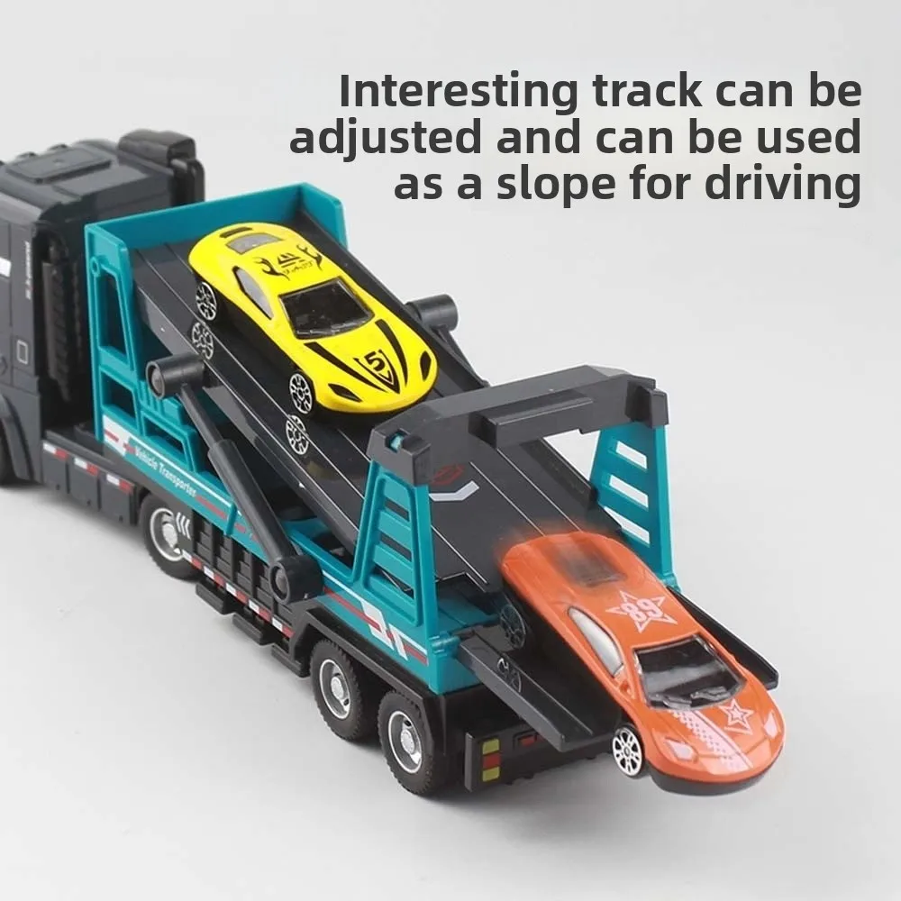 Scale 1:64 Alloy Trailer Model Movable Joint Transport Vehicle Fence Car Toy Pull Back Friction Power Model Vehicles